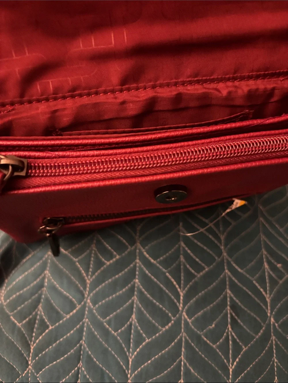 Rosetti Red Pebbled Crossbody Bag with Front Zip Pocket